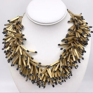 J. Crew Matchstick Black and Gold Necklace